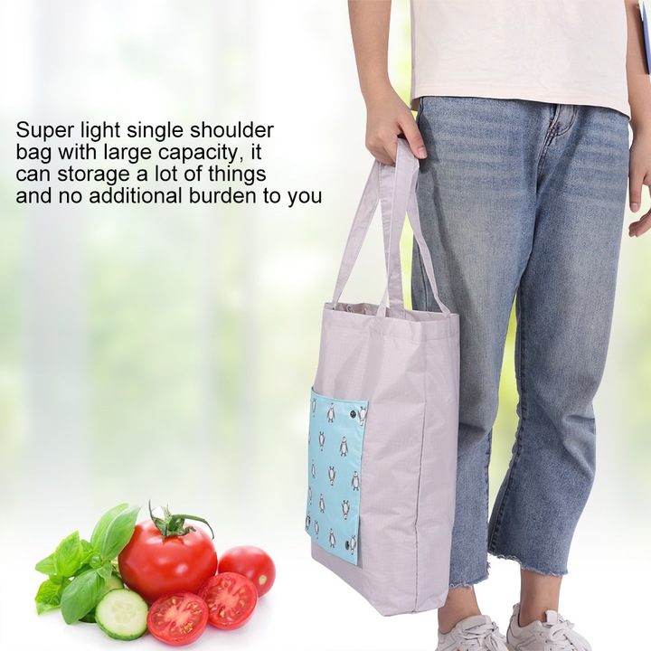 Összecsukható bevásárlótáska, Jormftte, nagy kapacitású, vízálló, szürke, 35x40cm