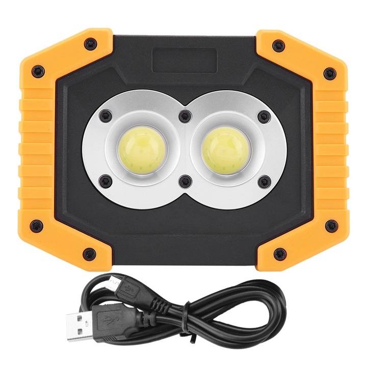 Jormftte COB lámpa, 3 világítási mód, USB, 13.5x10x4cm, kempingezéshez és szabadtéri tevékenységekhez