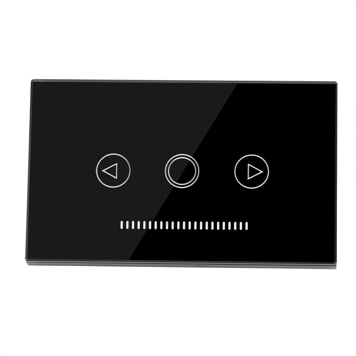 Vezeték nélküli kapcsoló üvegpanellel, Jormftte, dimmelhető, fekete, 120x72mm