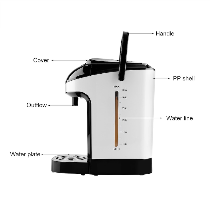 Fierbator portabil pentru masina Jormftte 500ml, din otel inoxidabil, capacitate de 500ml, negru, cu capac etans