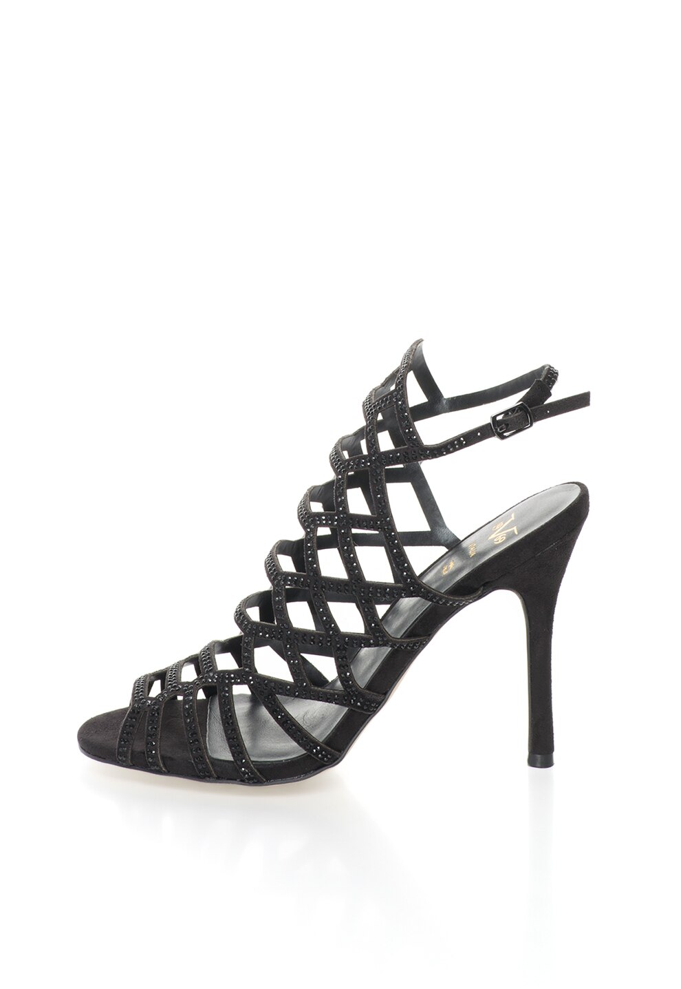 Versace 19.69 Abbigliamento Sportivo, Sandale negre cu barete multiple si strasuri Emilie