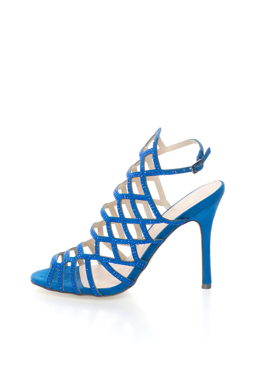 Versace 19.69 Abbigliamento Sportivo, Sandale albastru safir cu barete multiple si strasuri Emilie