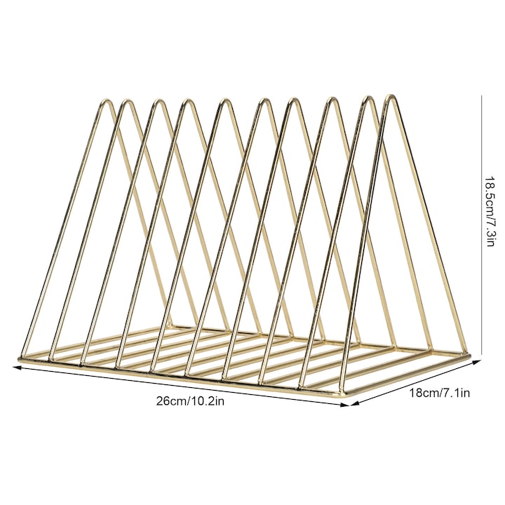 Jormftte könyvespolc, geometrikus forma, vas, arany, 26x18.5x18cm