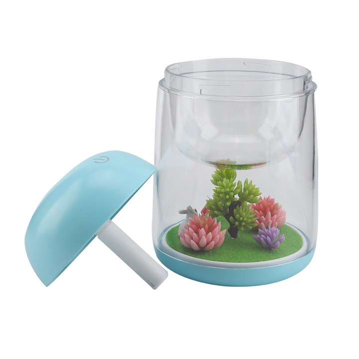 Jormftte USB hordozható párásító, mikro kerti design, éjszakai fény, 10x10x15cm, többszínű