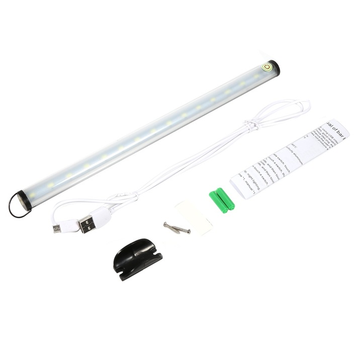 Jormftte újratölthető LED lámpa érintőkapcsolóval, 15 LED, SOS funkció, 30cm, fehér