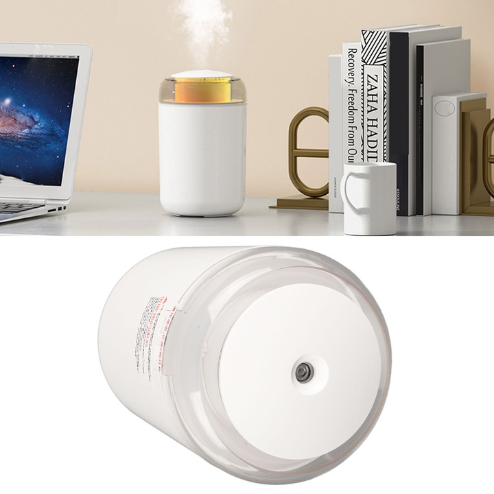 Jormftte éjjeli párásító, 1.2L, lágy fény, nagy párologtatási kapacitás, fehér