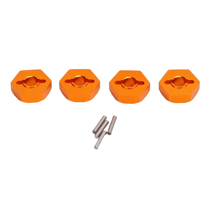 Set 4 adaptoare pentru butuci de roti hexagonale din aliaj de aluminiu de 12 mm cu stifturi de axa, Enforose, pentru masina RC TRAXXAS 1/16