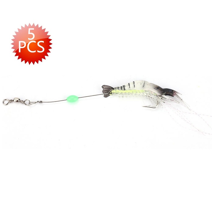 Realisztikus puha garnélarák horgászcsali, Enforose, 5 db