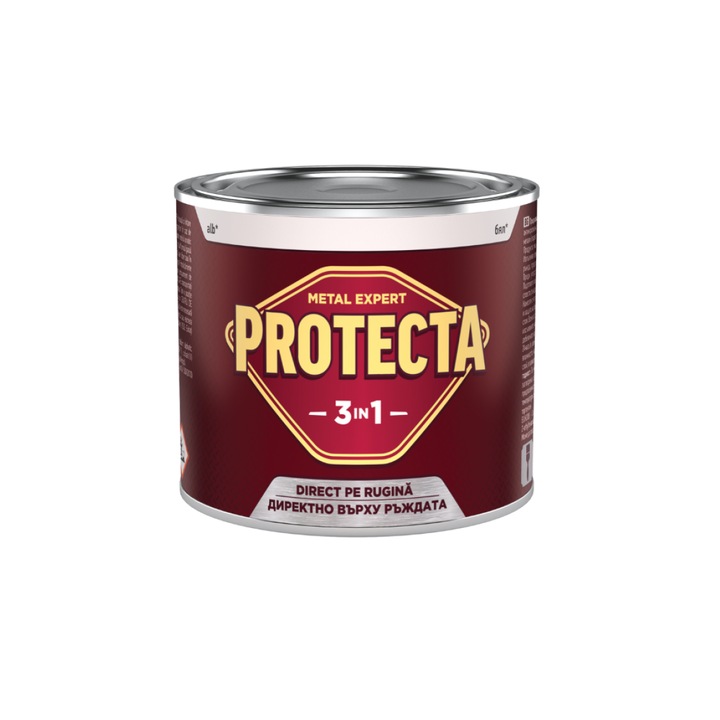 Боя за метал 3в1 Protecta, За черни метали, Преобразува ръжда, Едновременно грунд и декоративно покритие, Може да се нанася директно върху ръждата, Гланц покритие, 2.5Л, Антрацит
