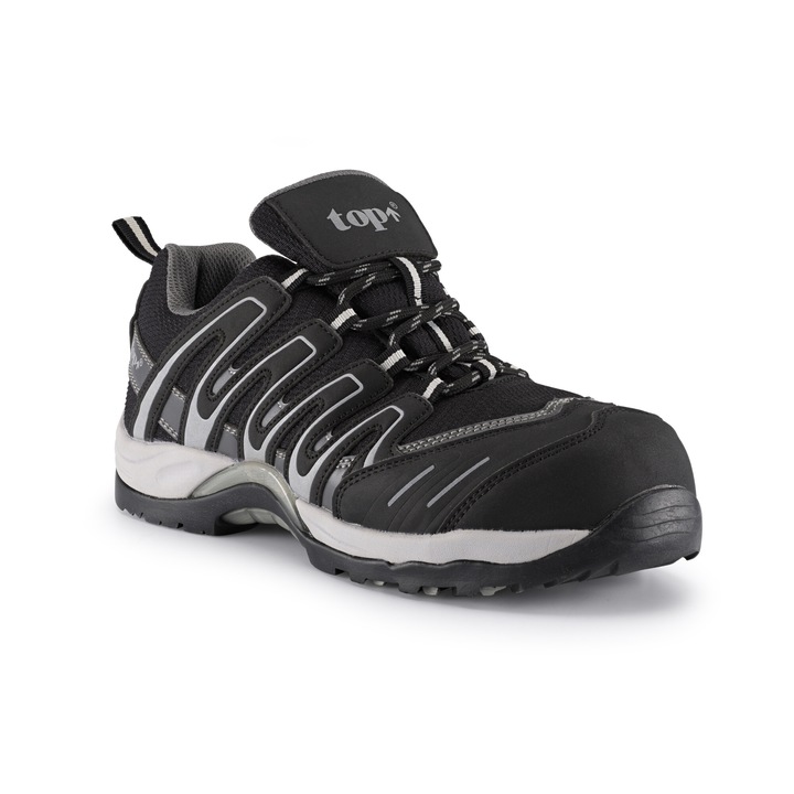 Pantofi de siguranta TOP, crampa din compozit, talpa Kevlar, talpa EVA/cauciuc, negru/albastru regal, marime: 43