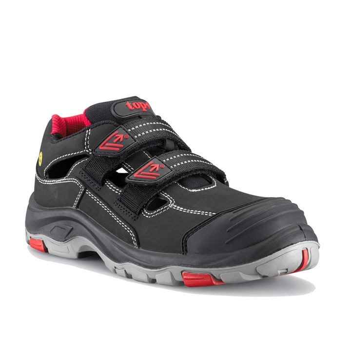 TOP BROOKLYN SANDAL S1P ESD SRC защитни сандали, композитна катарама, подметка от кевлар, черно/червено, размер: 40