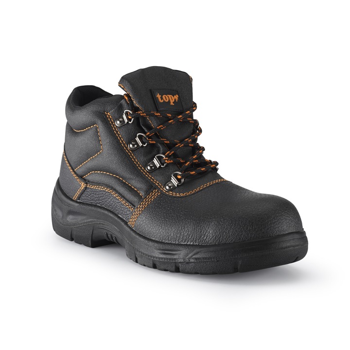 TOP WORK-MID S3 SRC munkavédelmi bakancs, acél orrmerevítő és talplemez, fekete, méret: 38