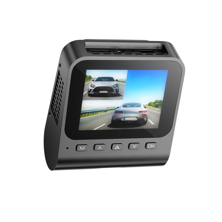 Видеорегистратор LINGDU V620, 2.4”, двоен канал: 4K+1080P, GPS, Wi-Fi 6, HDR, 3D DNR, ADAS, 60FPS, гласово управление, Bluetooth, Farad Condenser, Type-C, 64G U3 TF карта, паркинг режим, черен