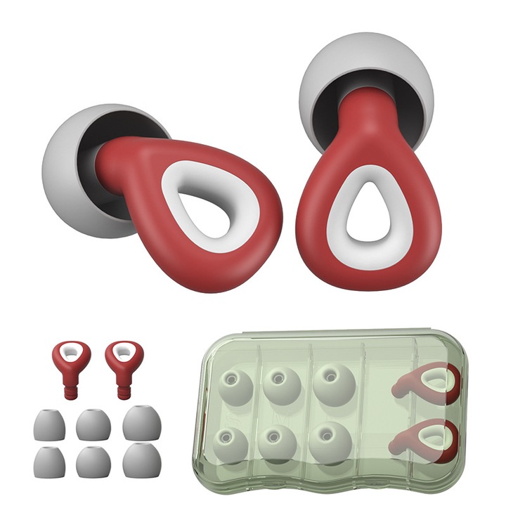 Set 2 dopuri de urechi, Yhemday®, Somn, Rezistent la apa pentru inot, Reducerea zgomotului, 6 perechi de capace pentru urechi inlocuibile(S/M/L), silicon, Roz