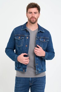 TIMEOUT, Jacheta cambrata din denim, Bleumarin, 2XL