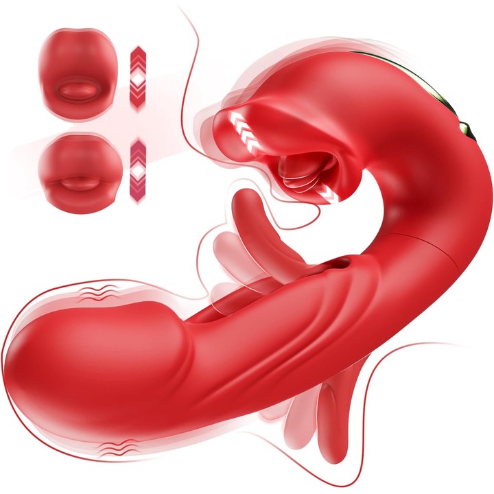 Fairykiss 3 az 1-ben vibrátor szexjáték, G Spot örömszerszám, női csikló stimuláció 5 nyalogató nyelvvel, 7 vibrációs mód, 7 tenyér üzemmód, női szexjátékok, vízálló, piros