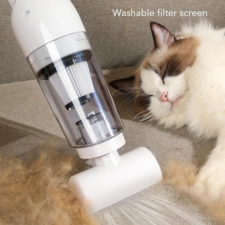 Aspirator fara fir, de mana, putere 120W, 2 moduri de utilizare, cu accesorii incluse, filtru HEPA, Wireless, alb