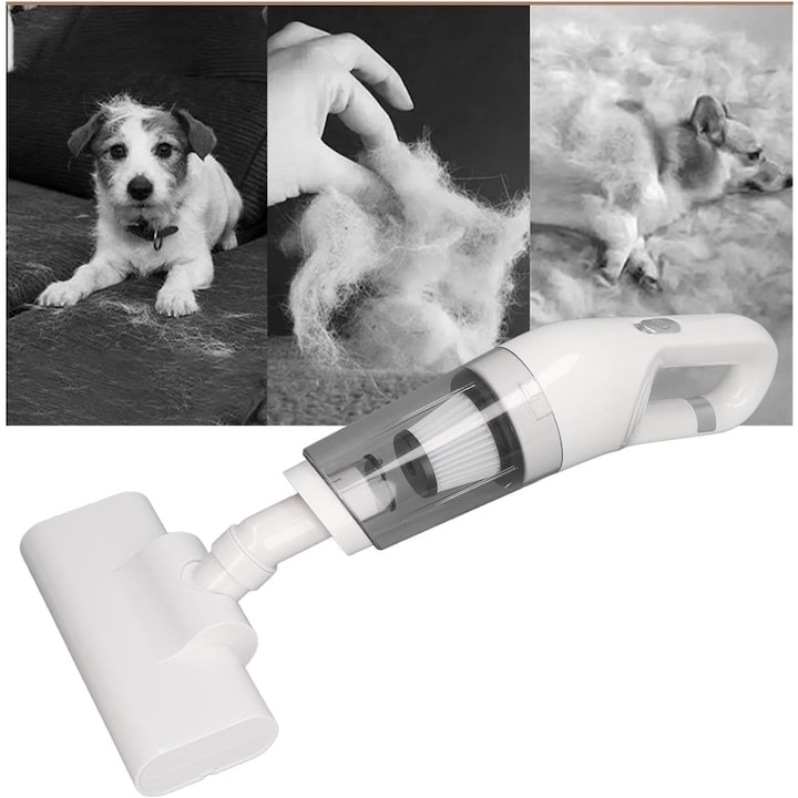 Aspirator fara fir, de mana, putere 120W, 2 moduri de utilizare, cu accesorii incluse, filtru HEPA, Wireless, alb
