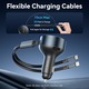 Зарядно за кола, VENTION, Бързо, 3 в 1 с USB C/Lightning кабел+USB C интерфейс, 60W, Черно