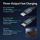 Зарядно за кола, VENTION, Бързо, 3 в 1 с USB C/Lightning кабел+USB C интерфейс, 60W, Черно
