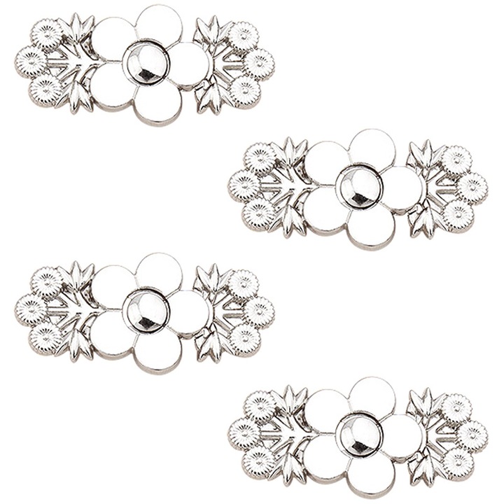 Set de 4 butoane pentru blugi, argintii, 2cm x 4cm