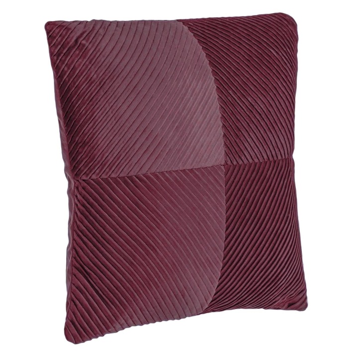 Perna Decorativa Winter Velvet, Model Bordo, Dungi Reliefate, 45x45cm
