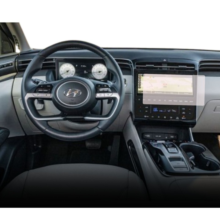 Folie Protectie Navigatie Hyundai Tucson (EU) 2023+, Duragon, protectie Display Navigatie, silicon Transparent, Anti-zgarieturi, Anti-amprenta, Regenerabila, Flexibila, Anti-Shock, kit instalare