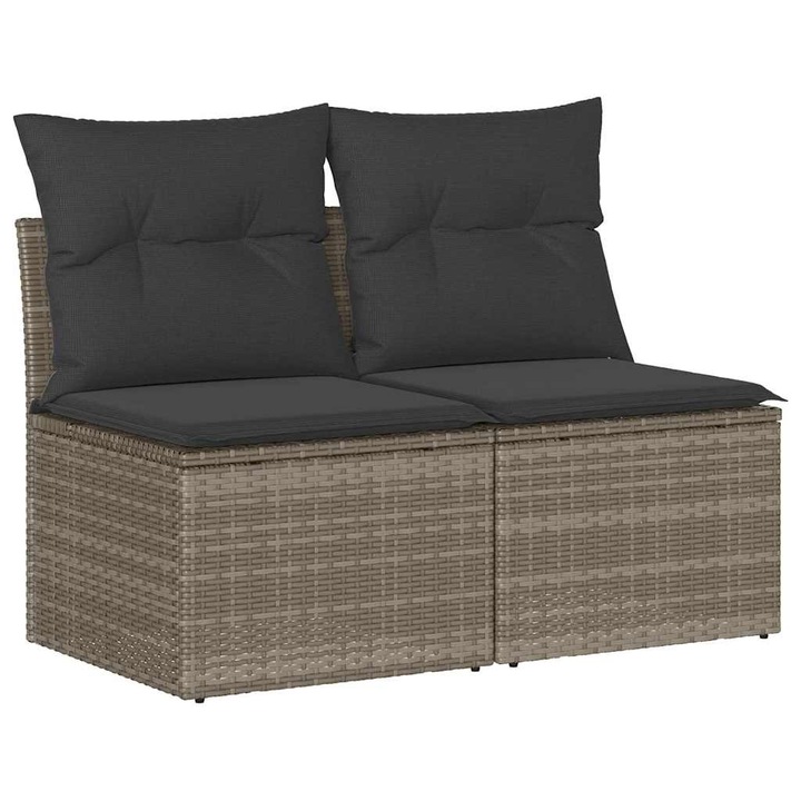 Set mobilier gradina cu perne 2 piese vidaXL, gri poliratan/lemn acacia 3325246