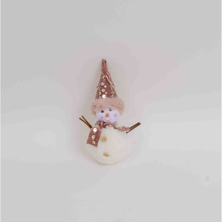 Karácsonyi dekoráció, rózsaszín hóember modell, 12/szett, 16 cm, BSP / SL873
