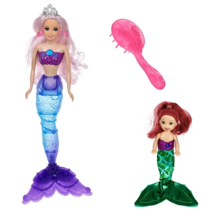 Set papusa sirena ce isi schimba culoarea cu Accesorii si mini sirena