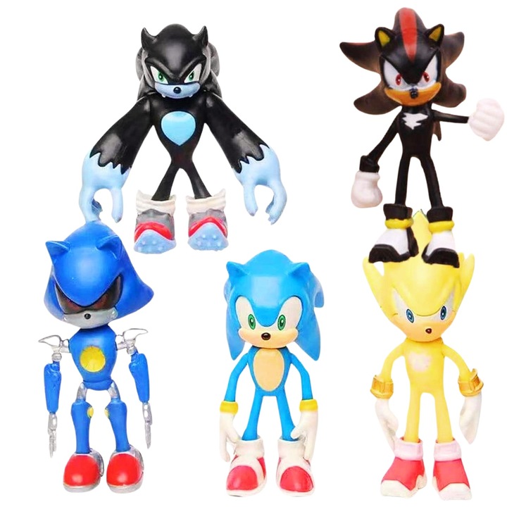 Комплект фигурки за торта Sonic, 5 броя
