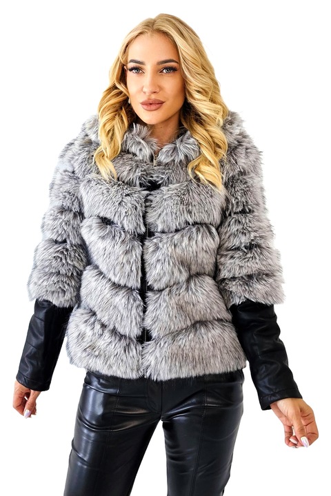 Haina dama Kataleya, blana ecologica, cu gluga si maneci detasabile, Alb