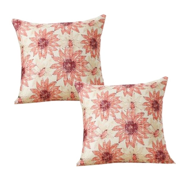 Set 2 fete de perne decorative impermeabile, margarete roz, 45 x 45 cm