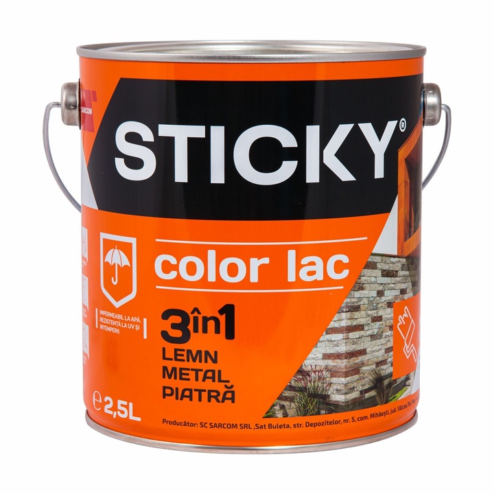 Lac protector lemn Sticky, alchidic, lucios, stejar, 2.5 L