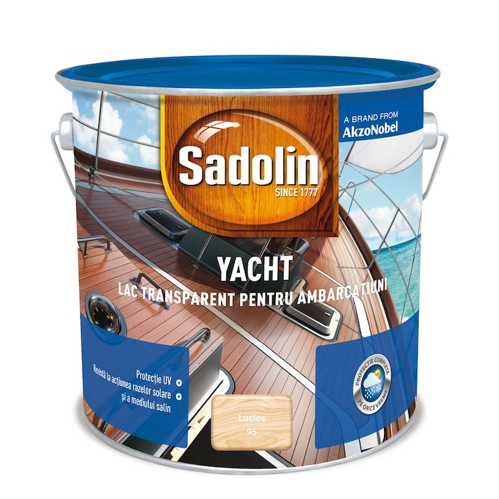Sadolin Yacht защитен лак за дърво, за лодки, алкиден, гланцов, безцветен, 2.5 L