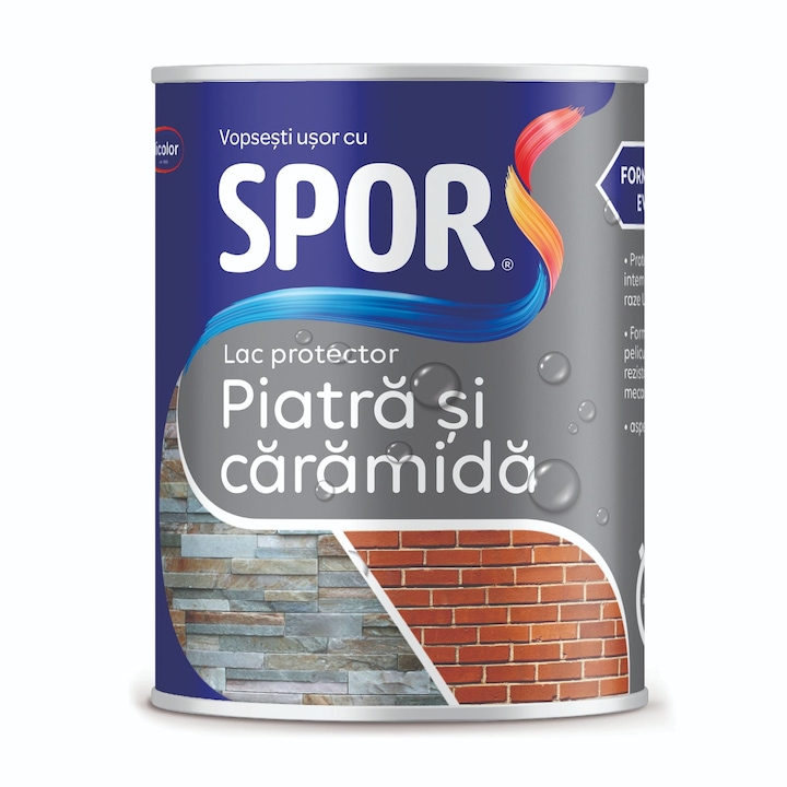 Spor защитен лак, за камък и тухла, гланцов, безцветен, 0.75 L