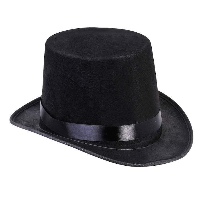 Palarie Carnaval, Model Clasic, Culoare Negru, Panglica Decorativa
