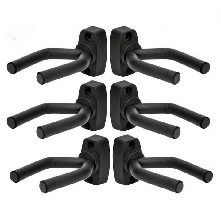 Set 6x suport de perete pentru chitara, acoperit cu spuma, 13 cm, universal, negru, Dactylion®