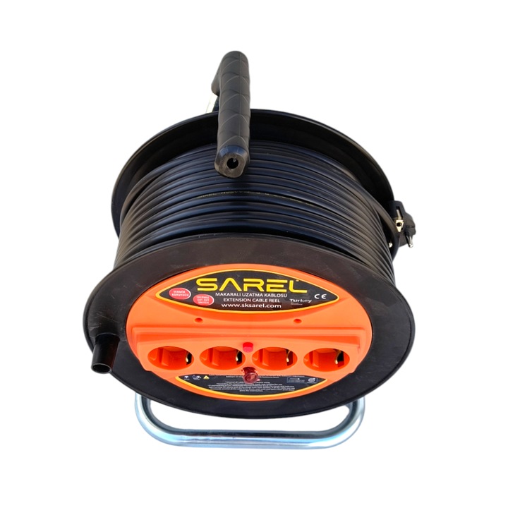 Prelungitor rola cu tambur portocaliu, COBI SMART®, 50 m, 3 x 2.5 mm, 4 prize, protectie la suprasarcina, maner transport ergonomic