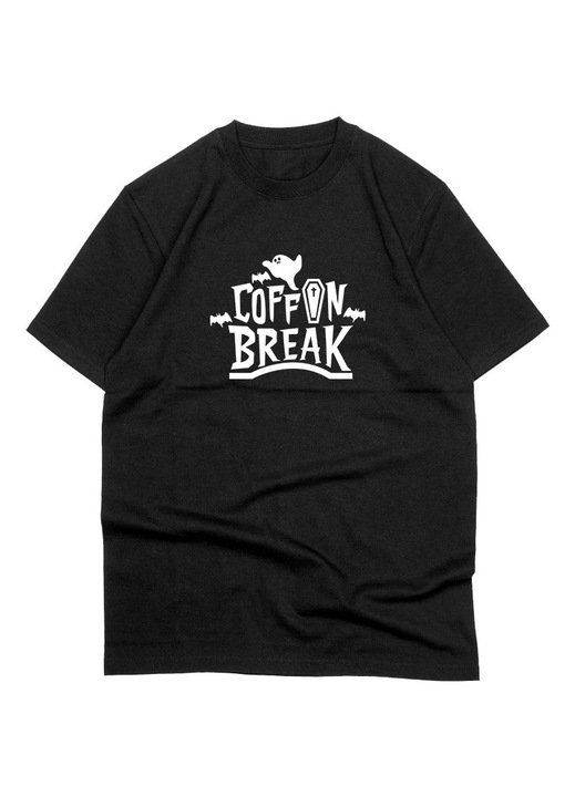 Túlméretezett női póló Coffon Break képpel, pamut, fekete, ML