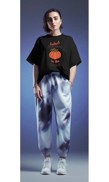 Túlméretezett női póló, személyre szabott, legaranyosabb sütőtök képpel, pamut, fekete, XL-2XL