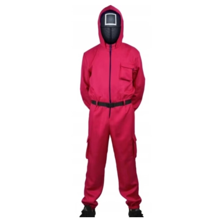 ANUTETOUNI ® Costum unisex Squid Game, Poliester, Rosu/Negru, 2XL