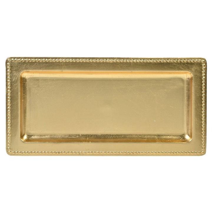 Tava Decorativa Craciun Dreptunghiulara, Auriu, 35.5x17.8cm, Plastic