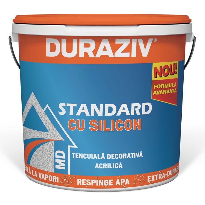 Tencuiala decorativa structurata Duraziv MD Standard cu Silicon, alb, 1.5 mm, aspect bob cu bob, 25 kg