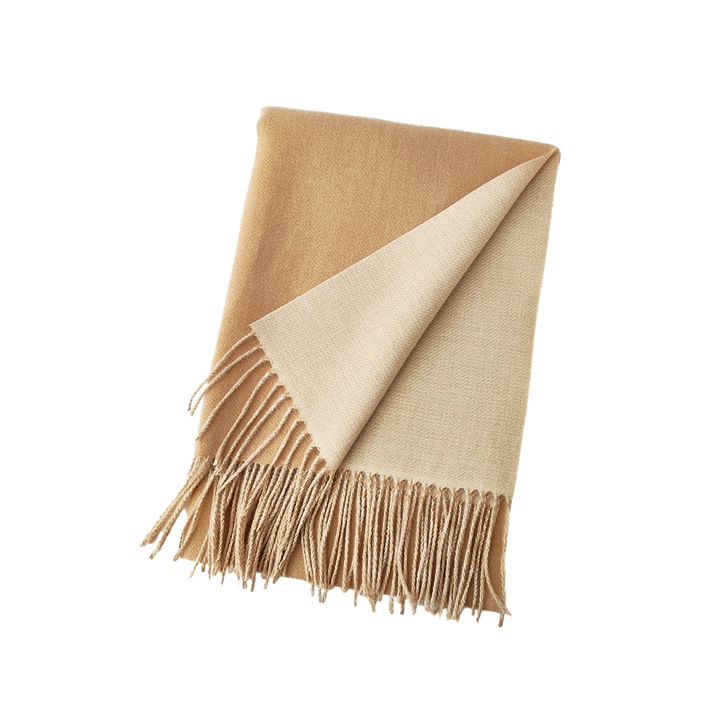 Esarfa dubla fata, maro, 200x65cm, pentru femei