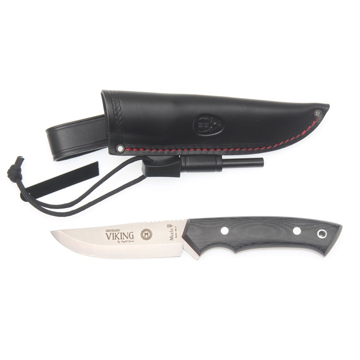 Cutit Vanator Muela VIKING.M-11M, Teaca Piele, Amnar, Lama Inox 11cm