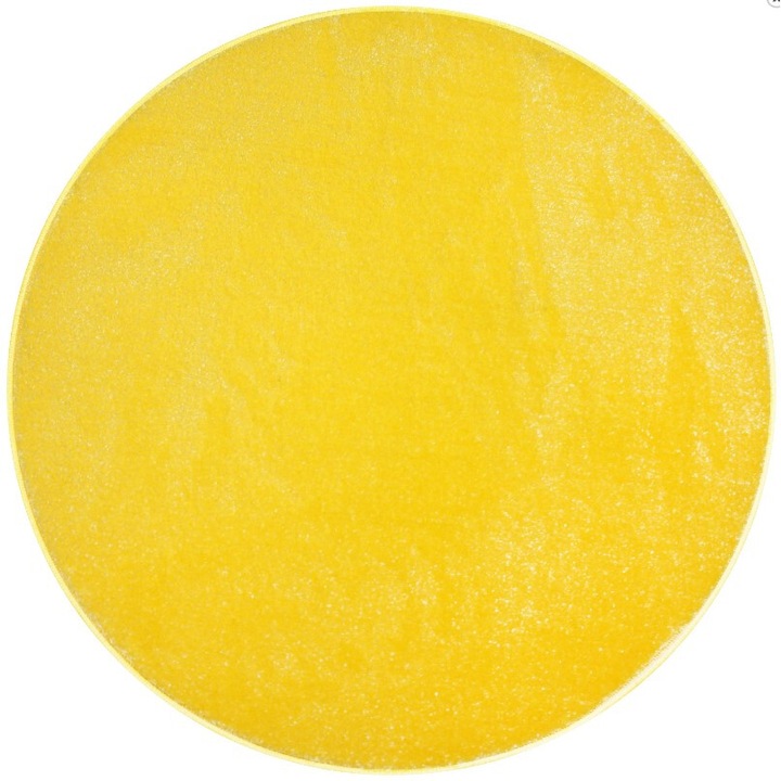 Covor Rotund Camera Copii Model Covorexpert Kolibri 11000-150, Marime 100 x 100 cm, Galben, Lungime Fir 9 mm, Antialergic, Polipropilena, Gradinita, Cresa, Loc de Joaca