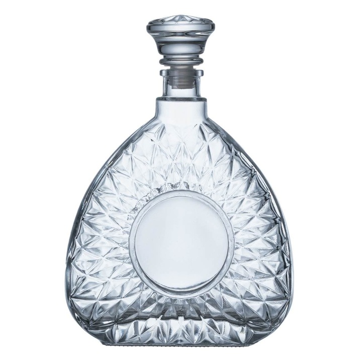 Бутилка за алкохол, релефен модел, вместимост 0,75 л, прозрачна