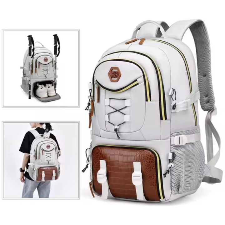 Rucsac Spatios Multifunctional cu Compartiment pentru Incaltaminte, tip Ghiozdan Oxford pentru Drumetii, Impermeabil, de Capacitate Mare, Confortabil, Pentru Adulti, Negru