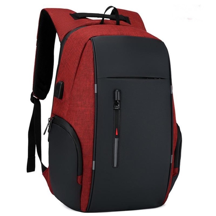 Rucsac Bagaj Mana Avion Multifunctional Capacitate 20-35L Capac Deschis Port USB Rosu